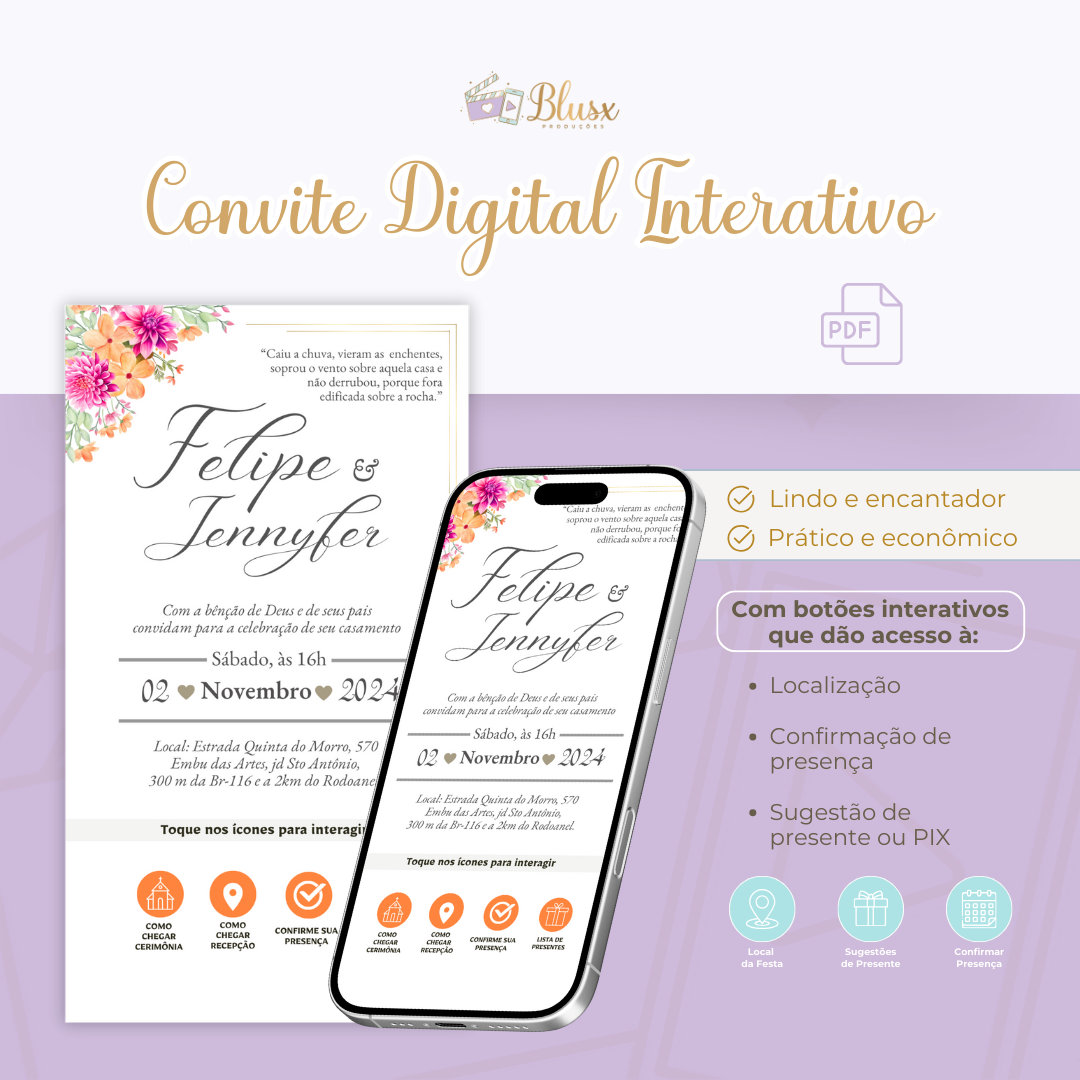 Convite Interativo - Casamento - Laranja
