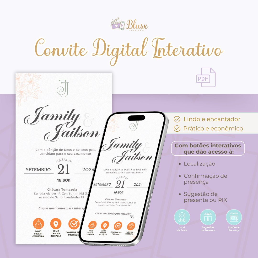 Convite Interativo - Casamento - Laranja 10