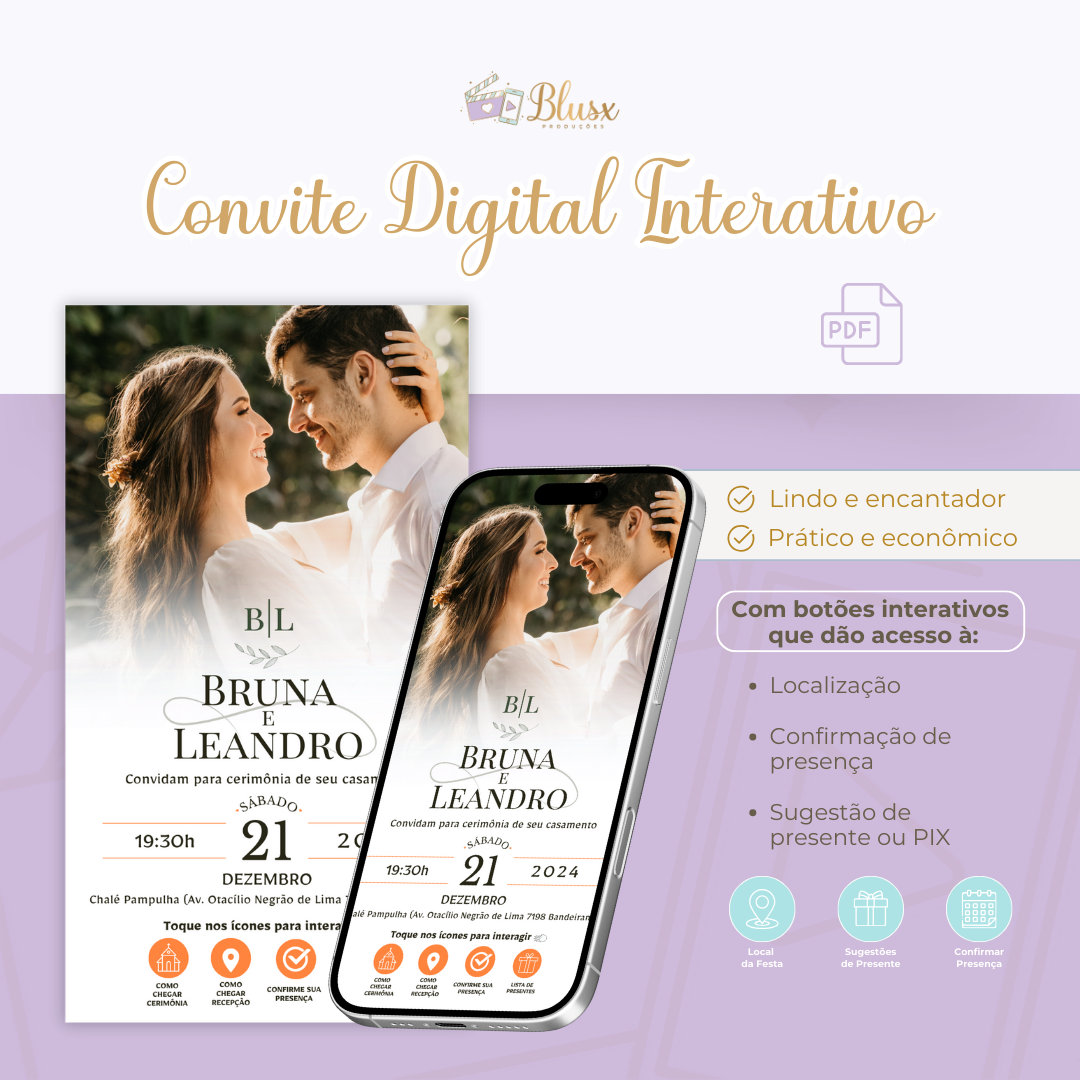 Convite Interativo - Casamento - Laranja 13