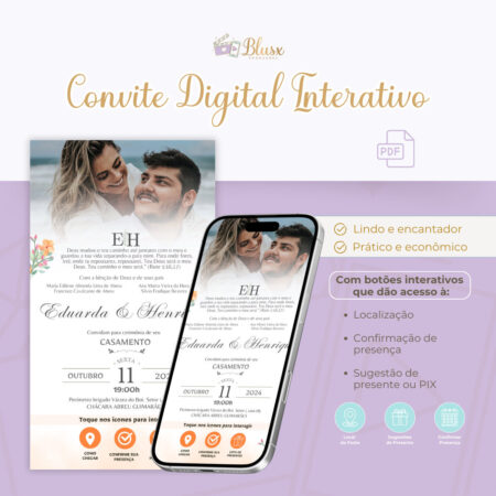 Convite Interativo - Casamento - Laranja 2