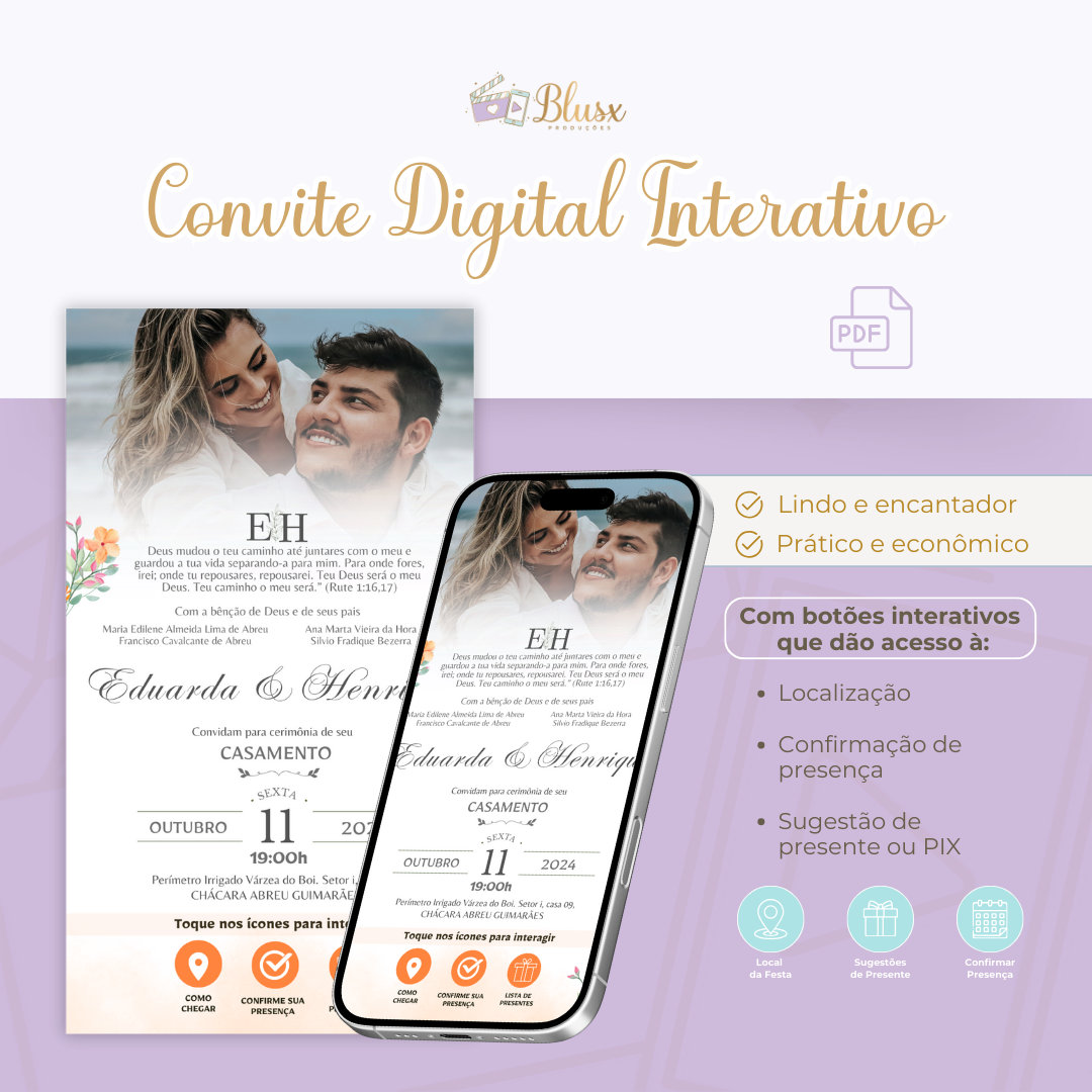 Convite Interativo - Casamento - Laranja 2
