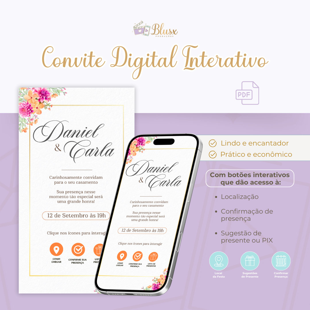 Convite Interativo - Casamento - Laranja 4
