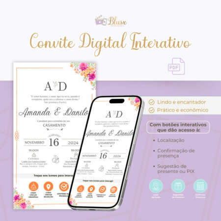 Convite Interativo - Casamento - Laranja 7