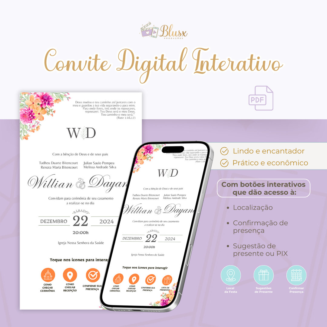Convite Interativo - Casamento - Laranja 8