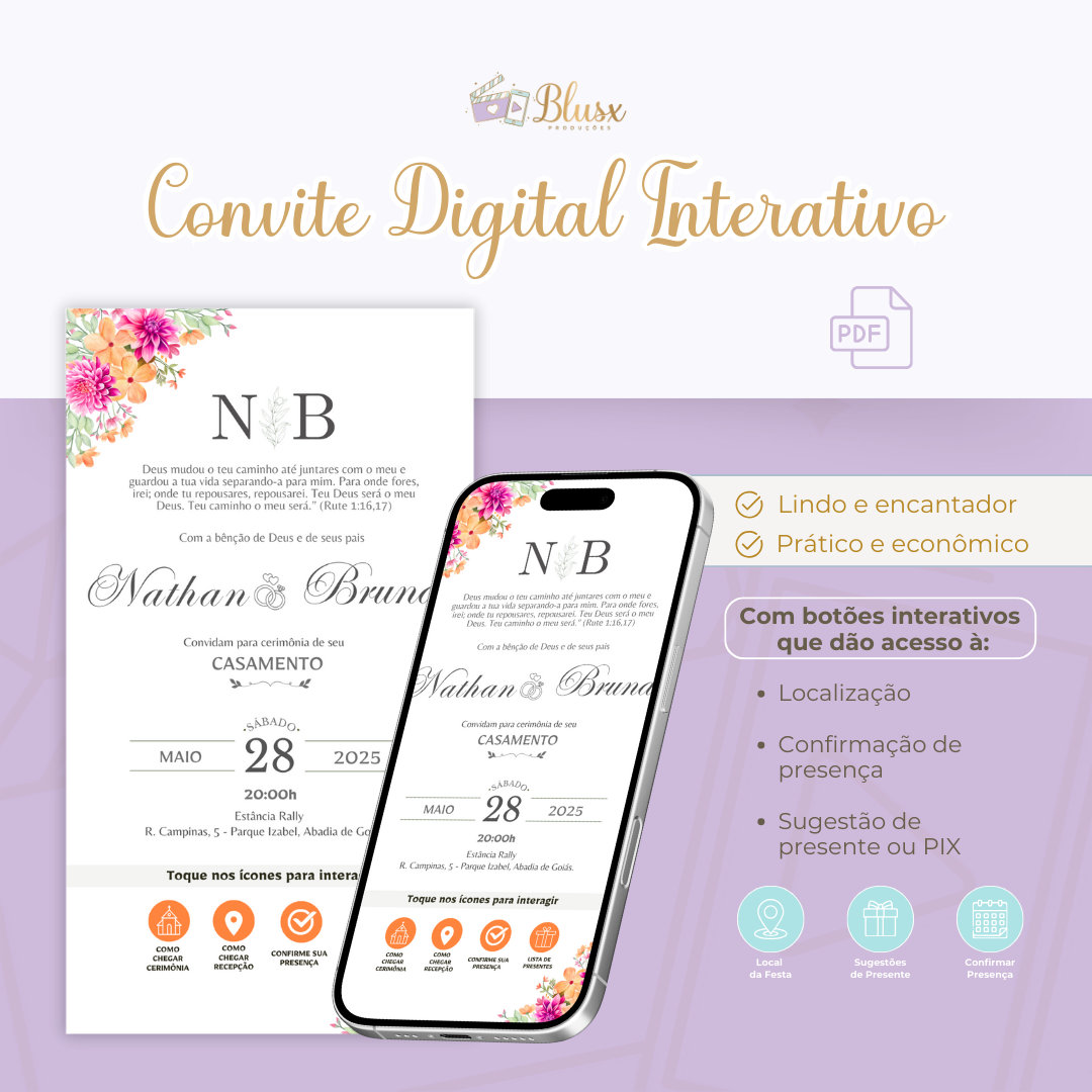 Convite Interativo - Casamento - Laranja 9