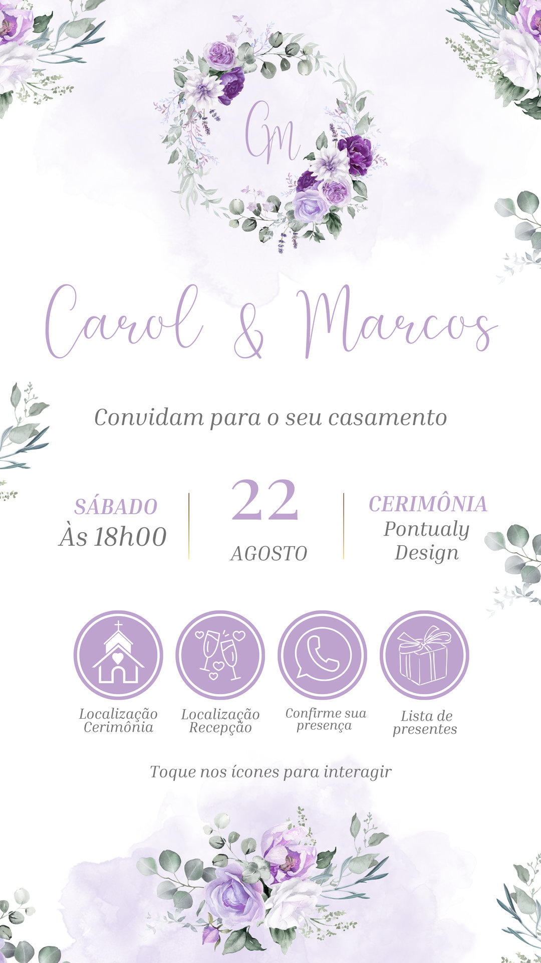 Convite Interativo - Casamento - Lilás 2