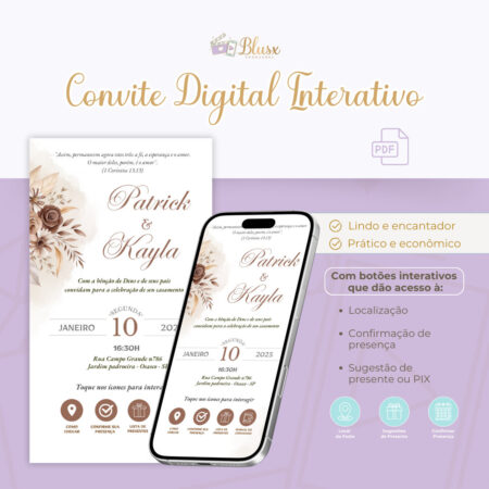 Convite Interativo - Casamento - Marrom 1