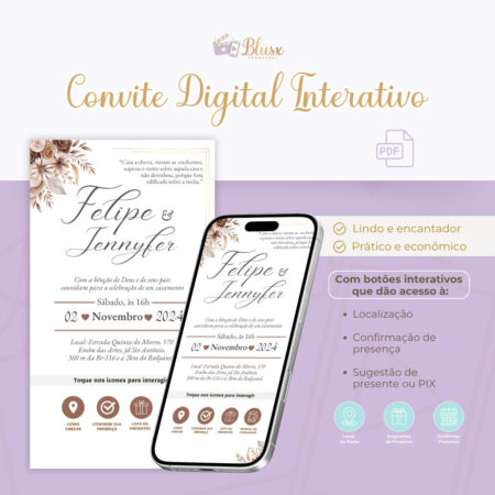 Convite Interativo - Casamento - Marrom