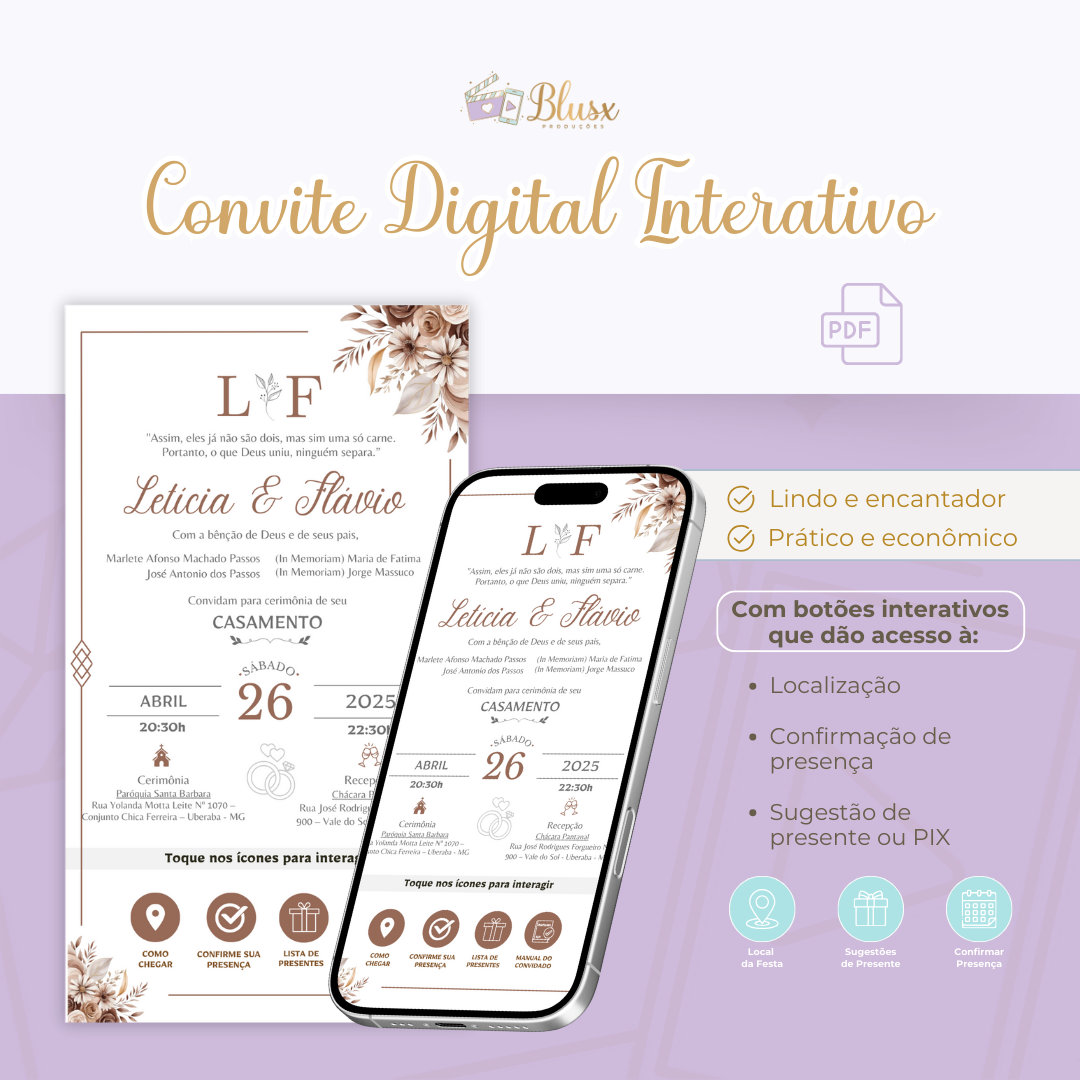 Convite Interativo - Casamento - Marrom 15