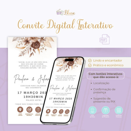 Convite Interativo - Casamento - Marrom 2
