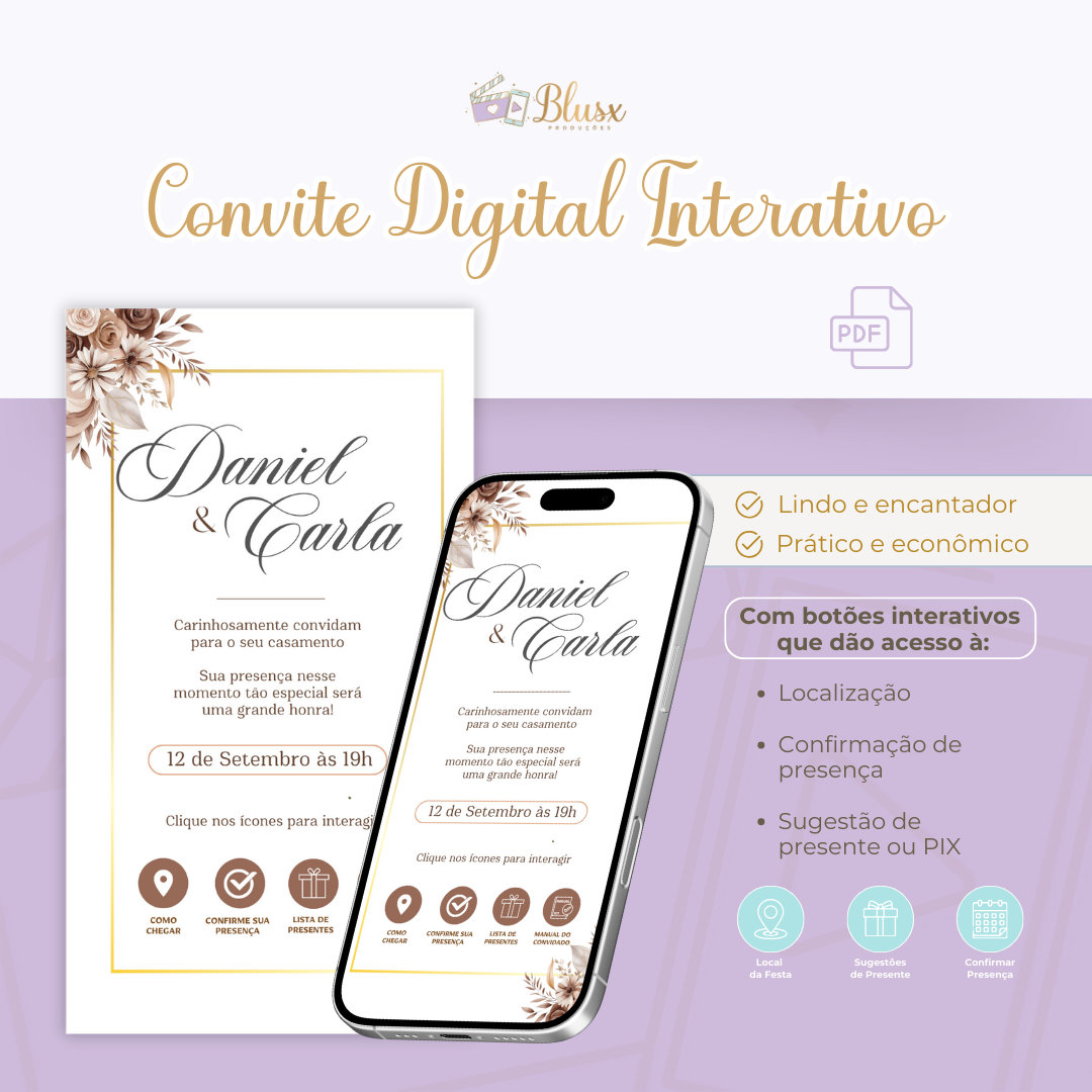Convite Interativo - Casamento - Marrom 4