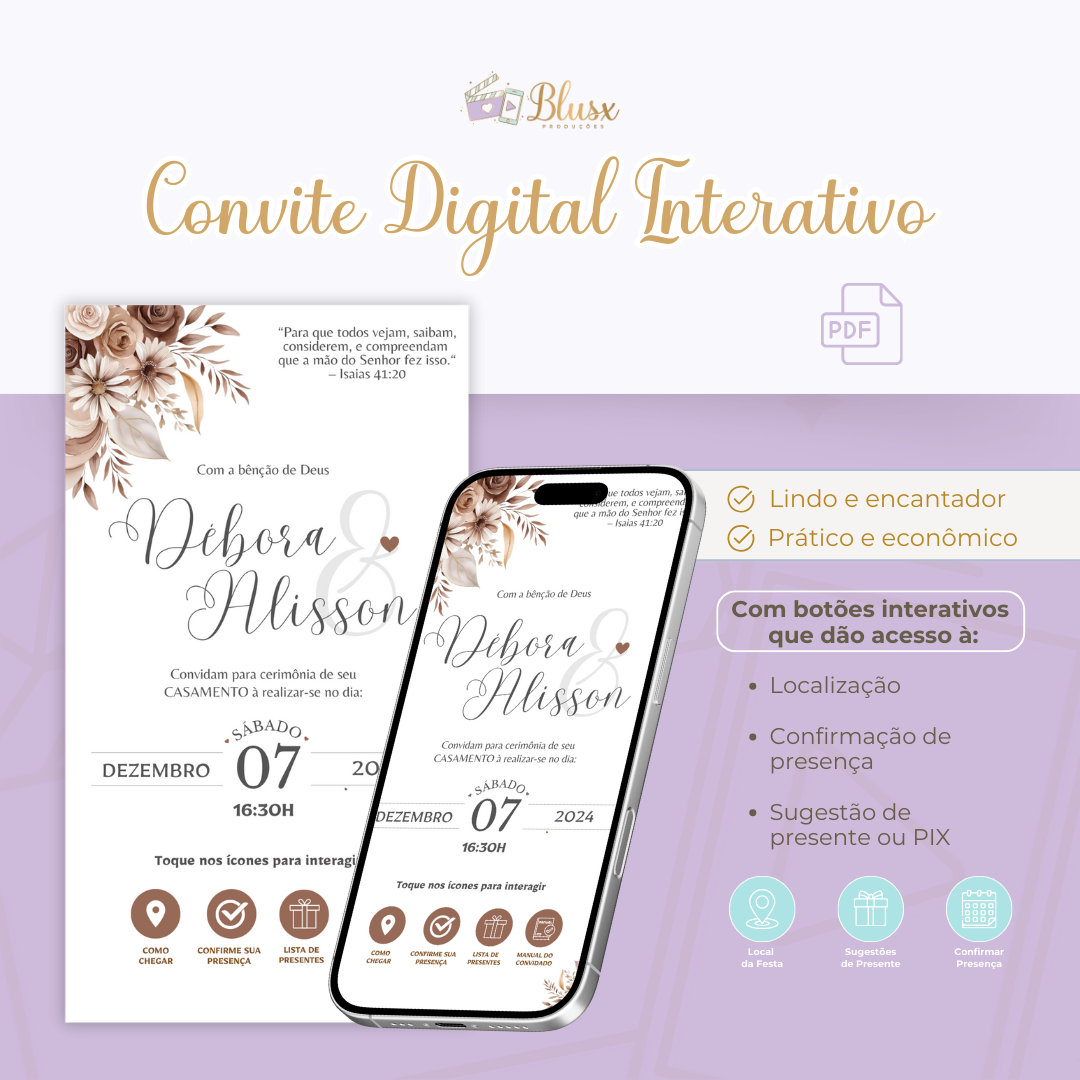 Convite Interativo - Casamento - Marrom 6