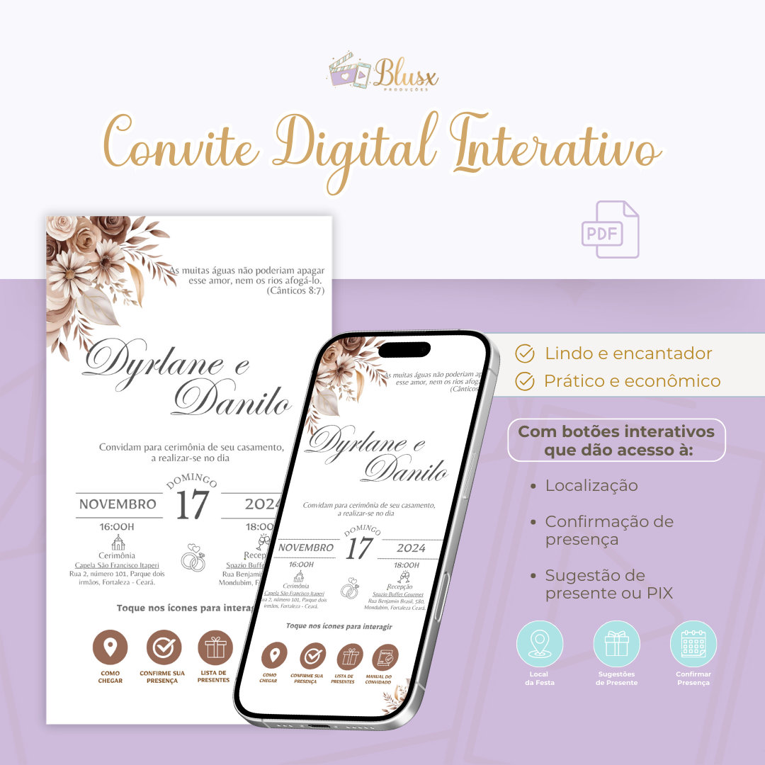 Convite Interativo - Casamento - Marrom 7