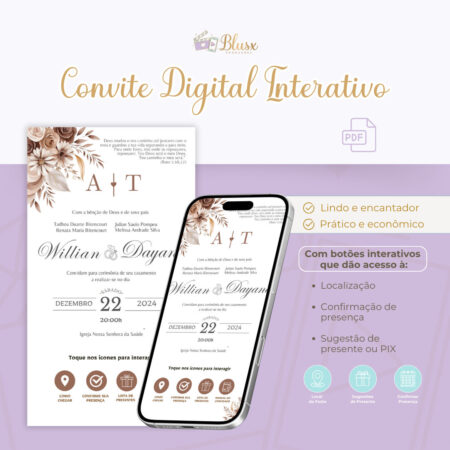 Convite Interativo - Casamento - Marrom 8