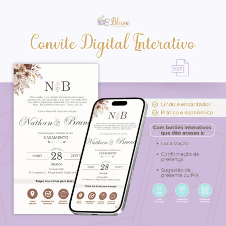 Convite Interativo - Casamento - Marrom 9