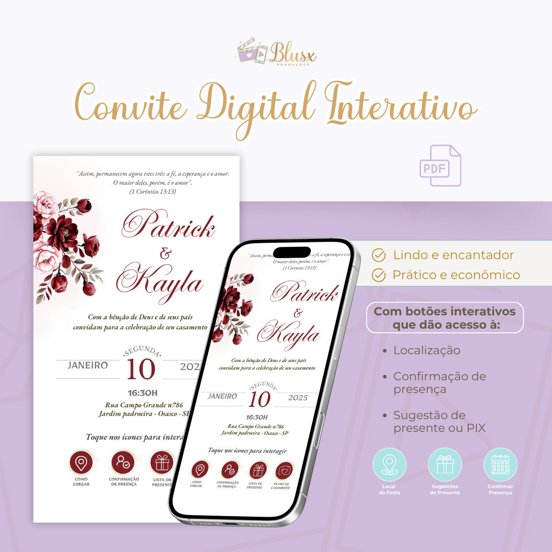 Convite Interativo - Casamento - Marsala 01