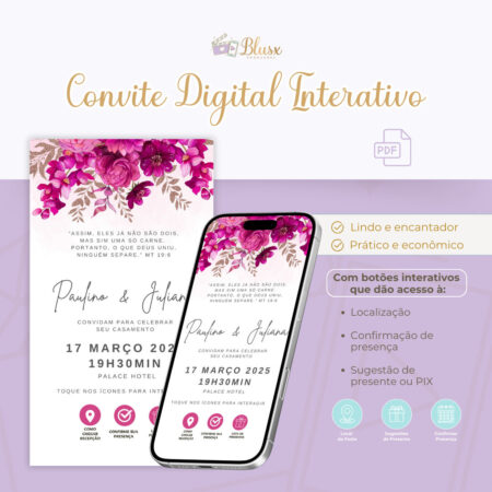 Convite Interativo - Casamento - Pink 01