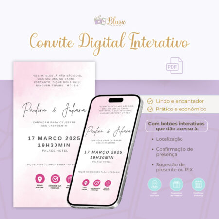 Convite Interativo - Casamento - Pink 03