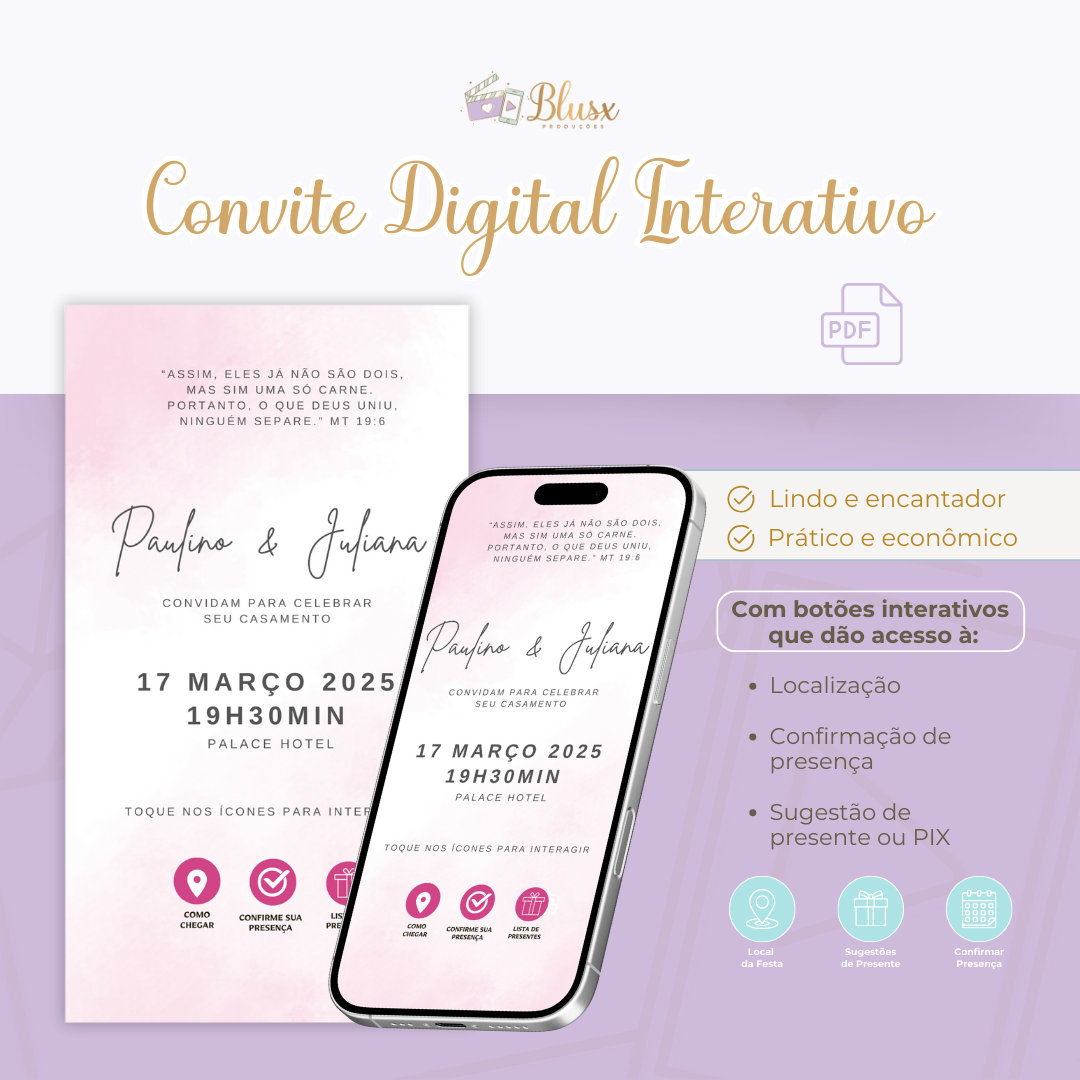 Convite Interativo - Casamento - Pink 03