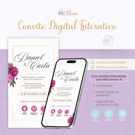 Convite Interativo - Casamento - Pink 04