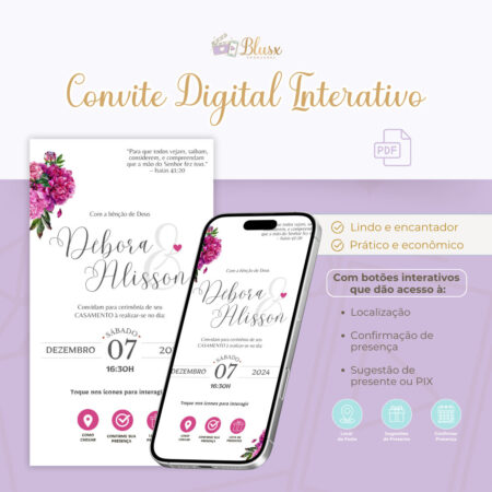 Convite Interativo - Casamento - Pink 05