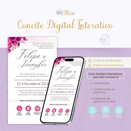 Convite Interativo - Casamento - Pink