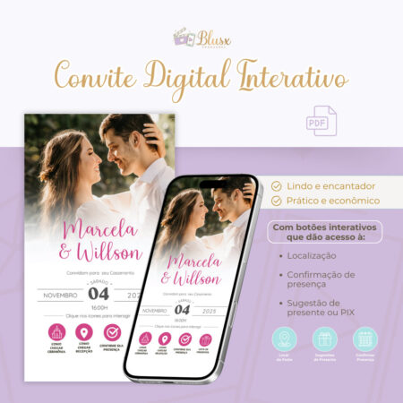 Convite Interativo - Casamento - Pink 10