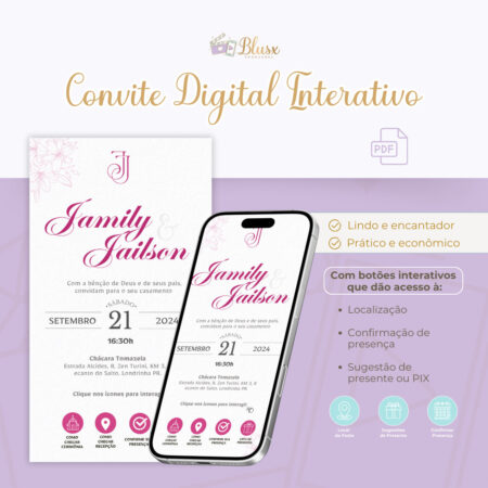 Convite Interativo - Casamento - Pink 11