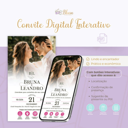 Convite Interativo - Casamento - Pink 12