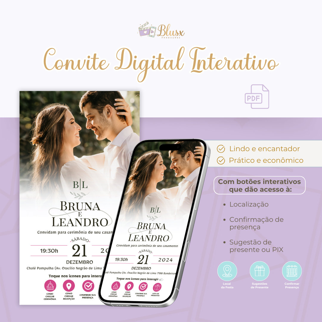 Convite Interativo - Casamento - Pink 12