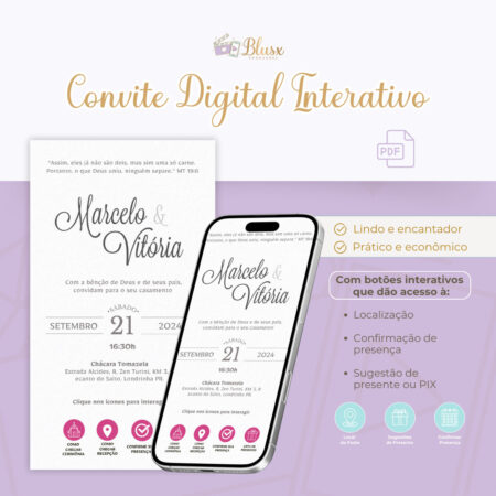 Convite Interativo - Casamento - Pink 13