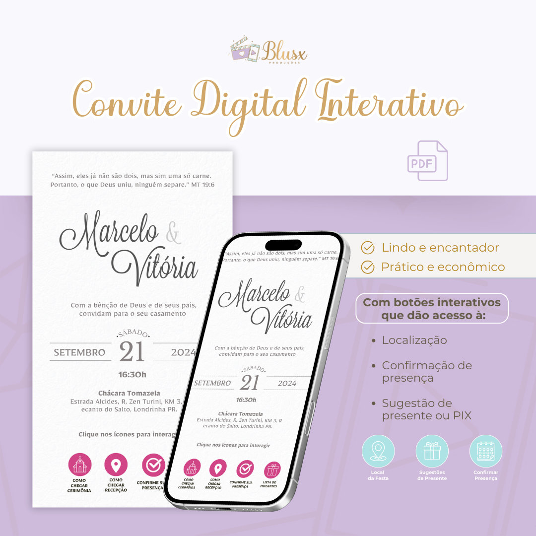 Convite Interativo - Casamento - Pink 13
