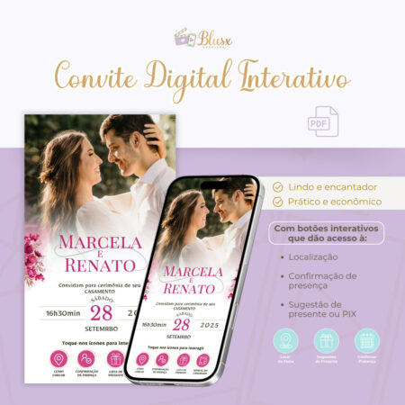 Convite Interativo - Casamento - Pink 16