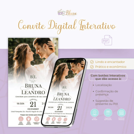 Convite Interativo - Casamento - Rosa 45