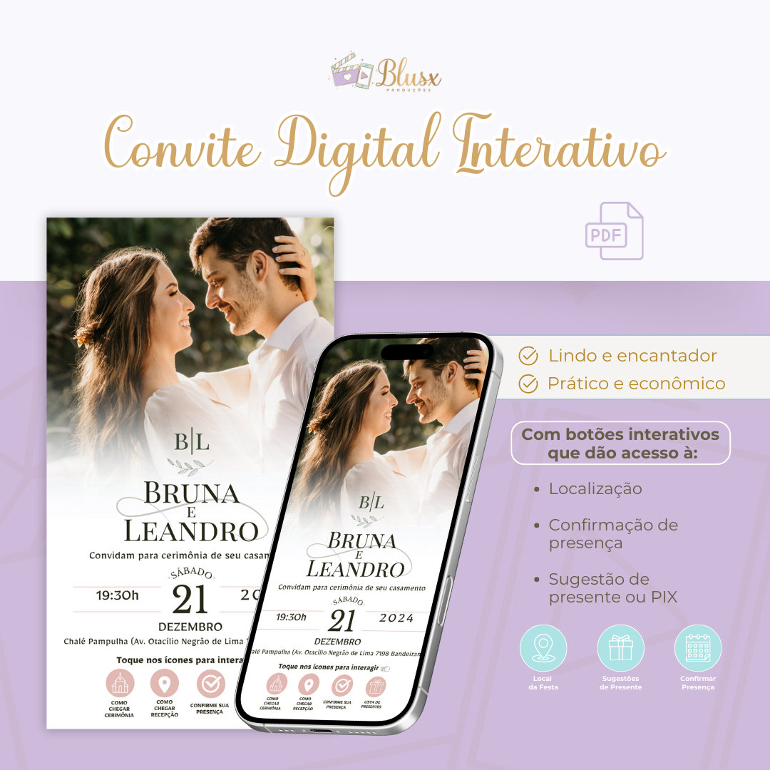 Convite Interativo - Casamento - Rosa 45
