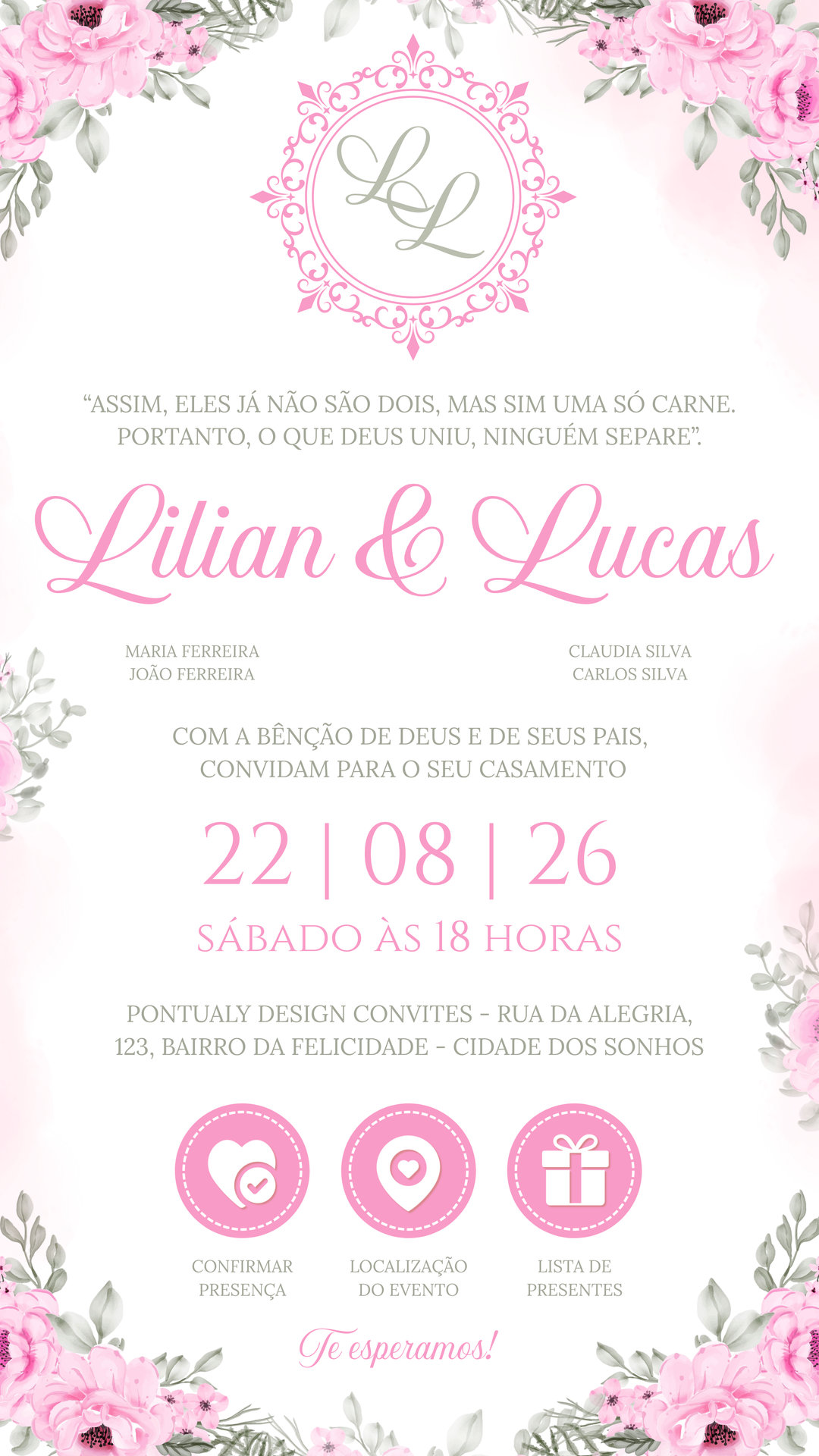 Convite Interativo - Casamento - Rosa Bebê