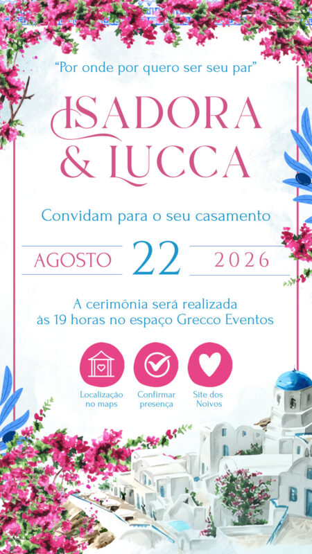Convite Interativo - Casamento - Rosa e Azul