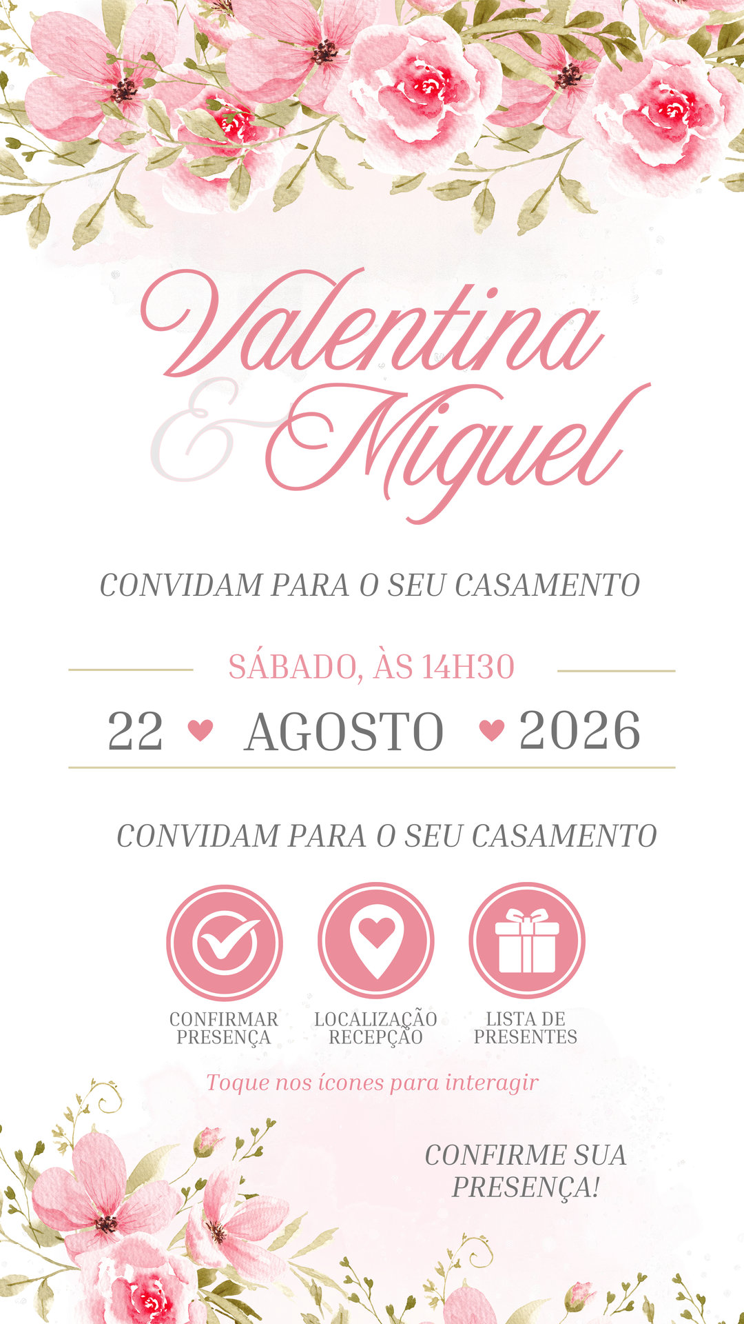 Convite Interativo - Casamento - Rosas