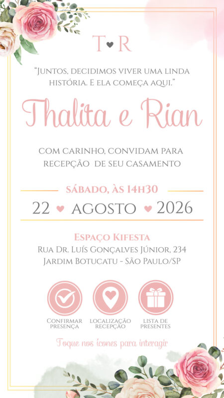Convite Interativo - Casamento - Rose