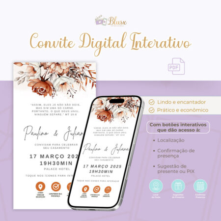 Convite Interativo - Casamento - Terracota 10