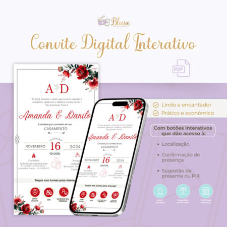 Convite Interativo - Casamento - Vermelho 1
