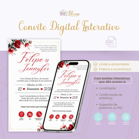 Convite Interativo - Casamento - Vermelho 2