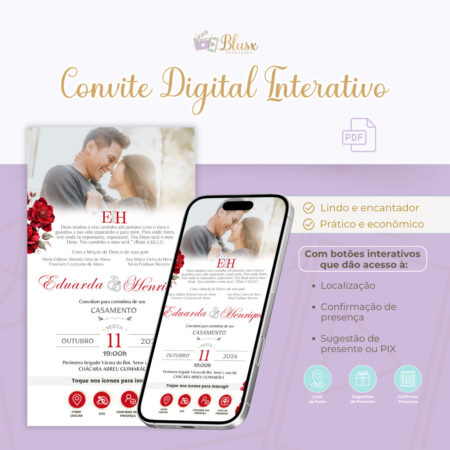 Convite Interativo - Casamento - Vermelho 3