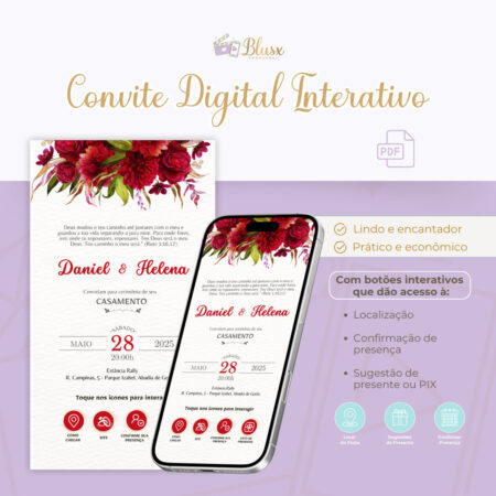 Convite Interativo - Casamento - Vermelho 4