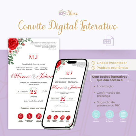 Convite Interativo - Casamento - Vermelho 5