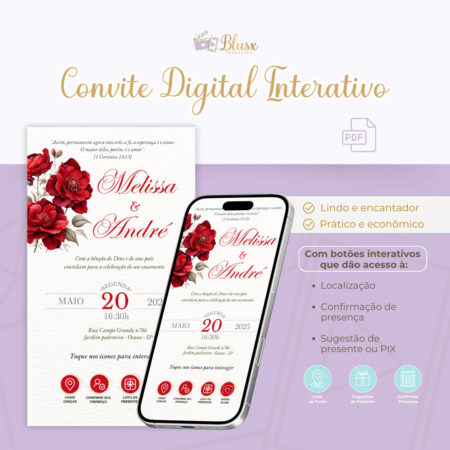 Convite Interativo - Casamento - Vermelho 6