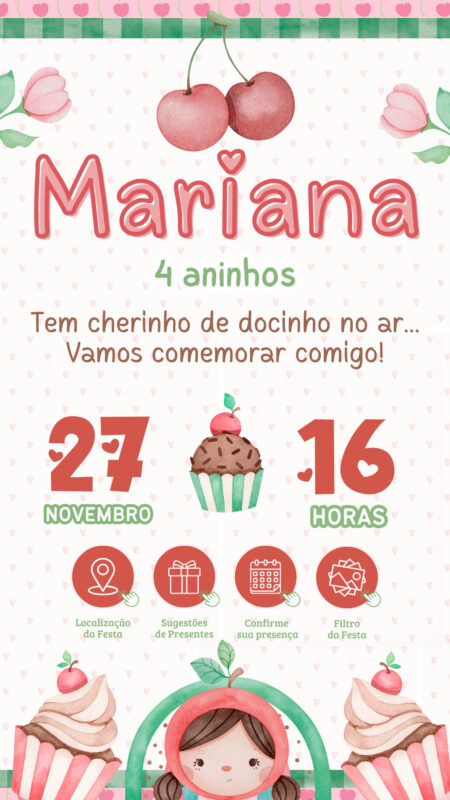 Convite Interativo - Cerejinha do Bolo