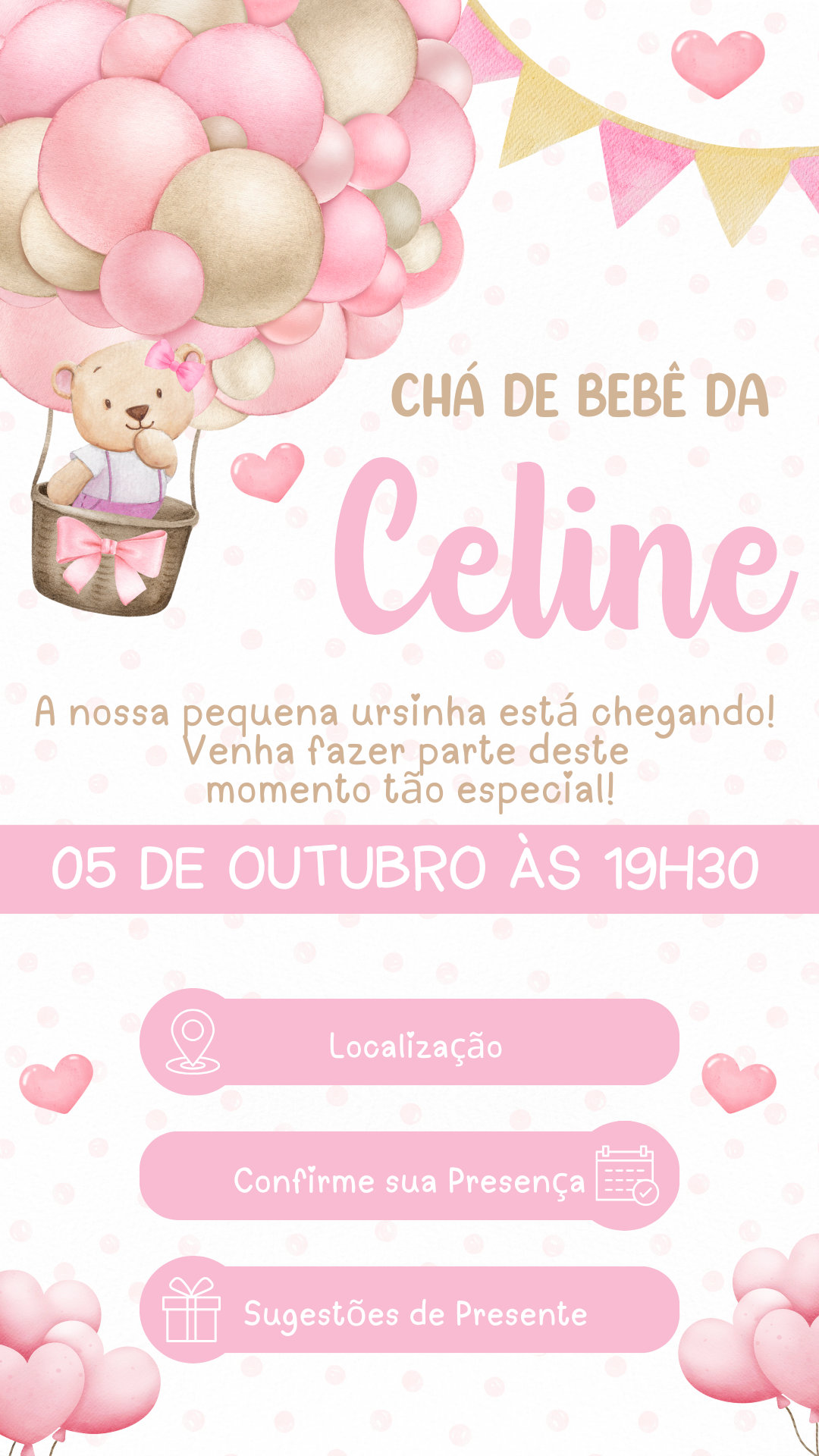 Convite Interativo - Chá de Bebê Menina