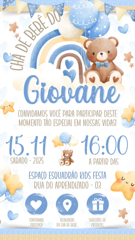 Convite Interativo - Chá de Bebê menino