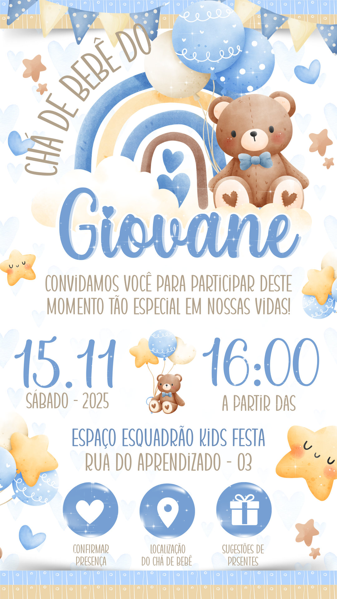 Convite Interativo - Chá de Bebê menino